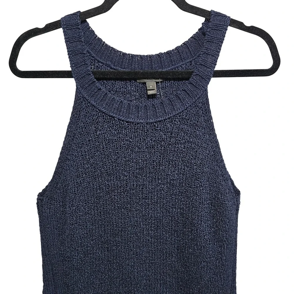 J.Crew Women's Navy Blue Cotton Sleeveless Round Neck Knit Top Size Medium‎